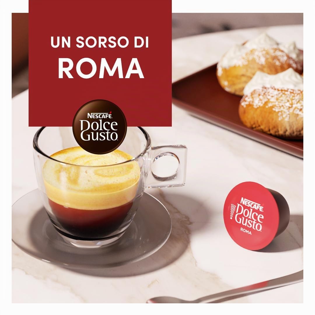 Nescafé Dolce Gusto - Café Espresso Roma, 6 paquetes de 16 cápsulas (96 cápsulas)