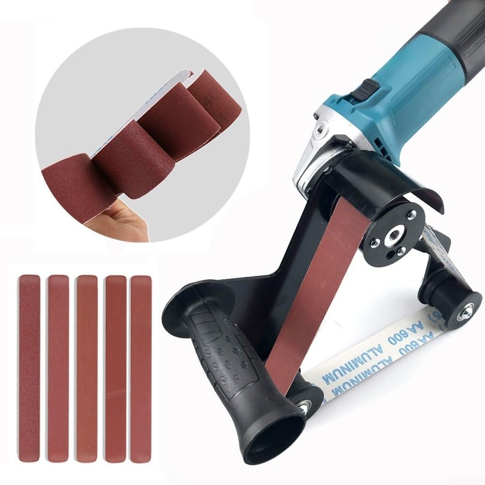 Máquina pulidora de tubo redondo de acero inoxidable, accesorio de amoladora de banda de lijado de 360 grados con mecanismo de cambio rápido para acabado de tuberías de metal (A)