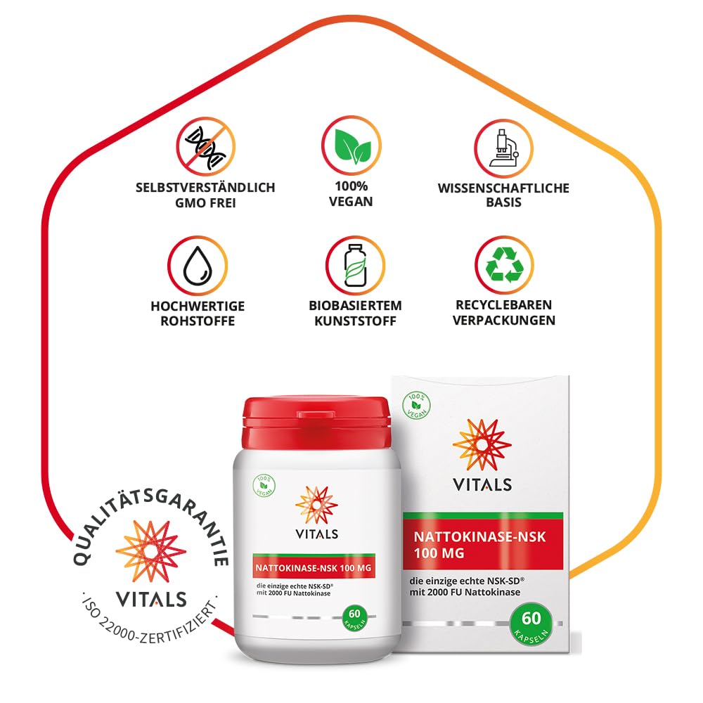 Vitals - Nattokinase-NSK 100 mg 60 Kapseln. Die einzige echte NSK-SD® mit 2000 FU Nattokinase.