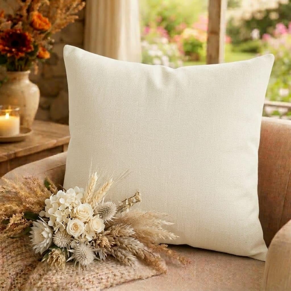 B O S A L O N I HOME Federa Cuscino Impermeabile 45x45 cm – Antiacqua e Antimacchia – Tessuto Outdoor – (Crema)