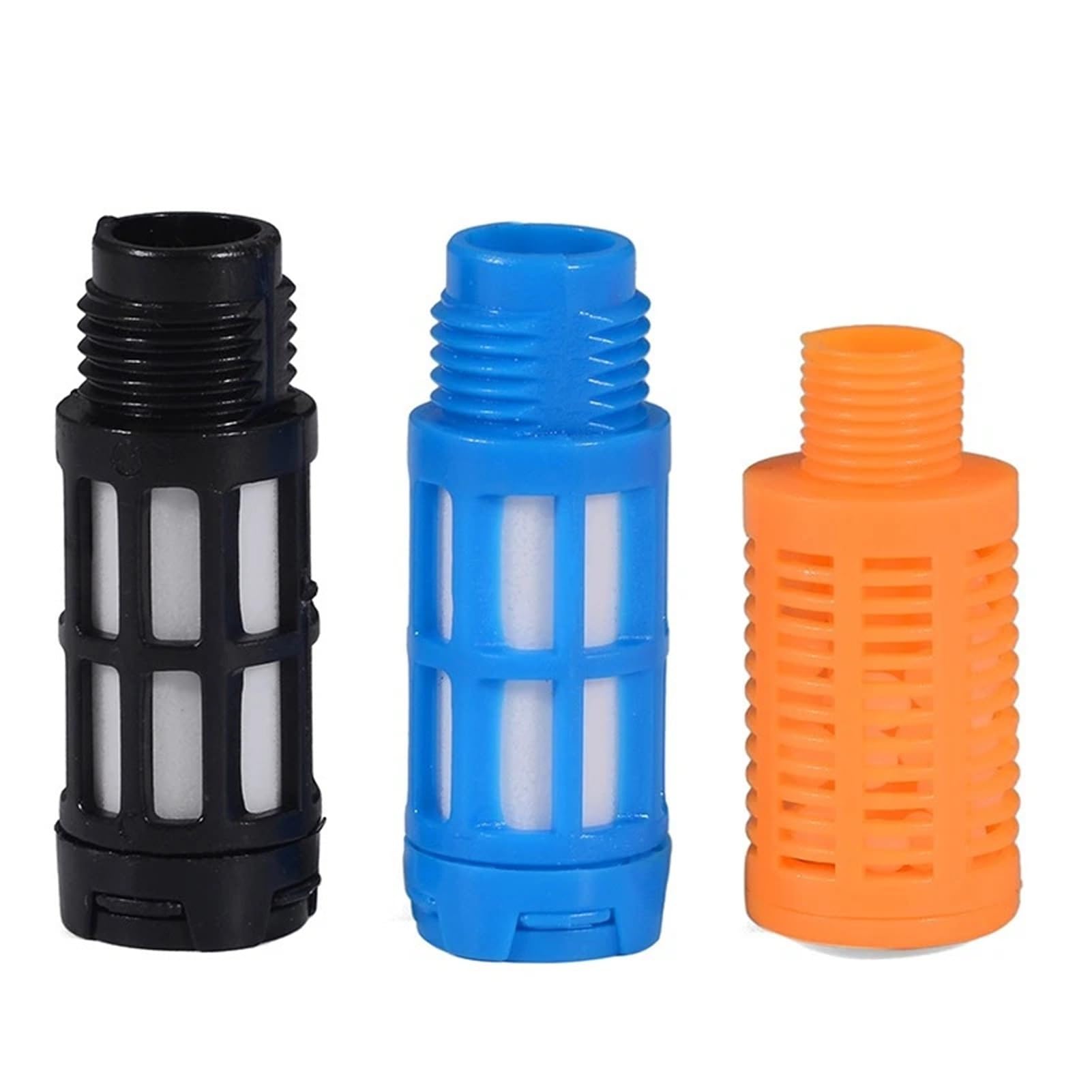Lot de 10 silencieux d'échappement pneumatiques en plastique, filetage mâle 1/8 1/4 3/8 1/2, filtre insonorisant, verrouillage par glissement for pompe de pulvérisation(P-SL-04 BLACK)