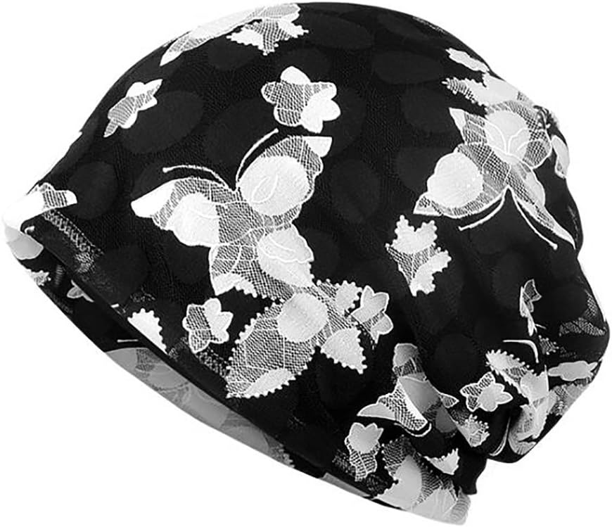 GlamorstarFloral Lace Beanie Hat Chemo Cap Stretch Slouchy Turban Headwear