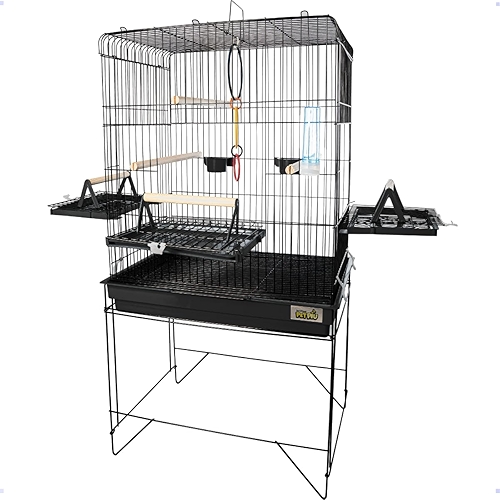 Viveiro Grande para Pássaros Gaiola de Chão para Calopsita 101 x 55 x 38 cm com Poleiros e Comedouros