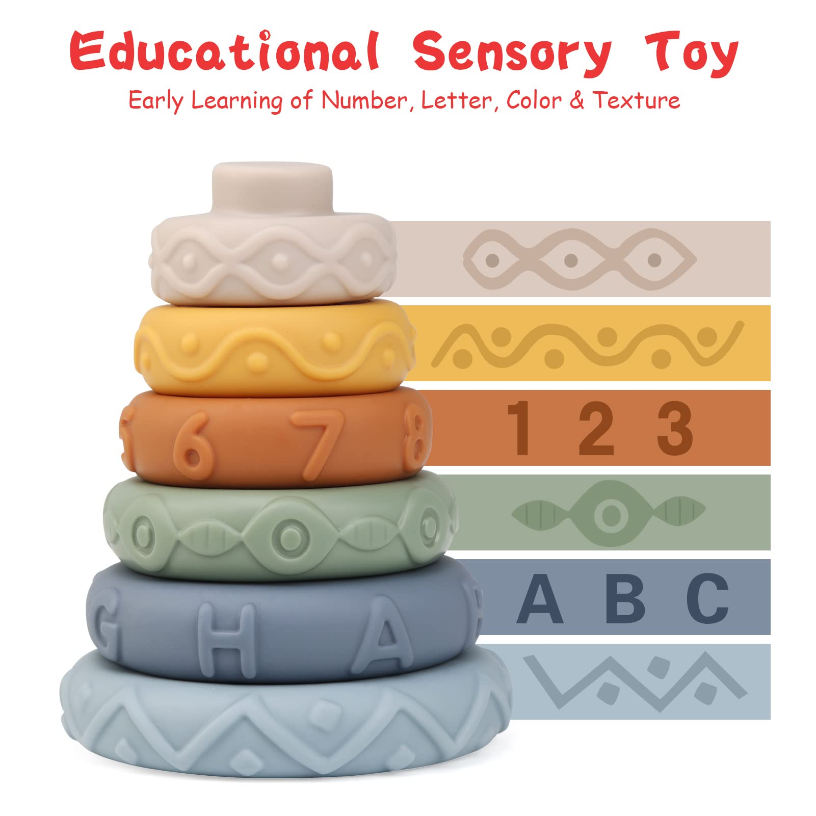 Giocattolo impilabile in silicone, giocattolo Montessori, regalo di