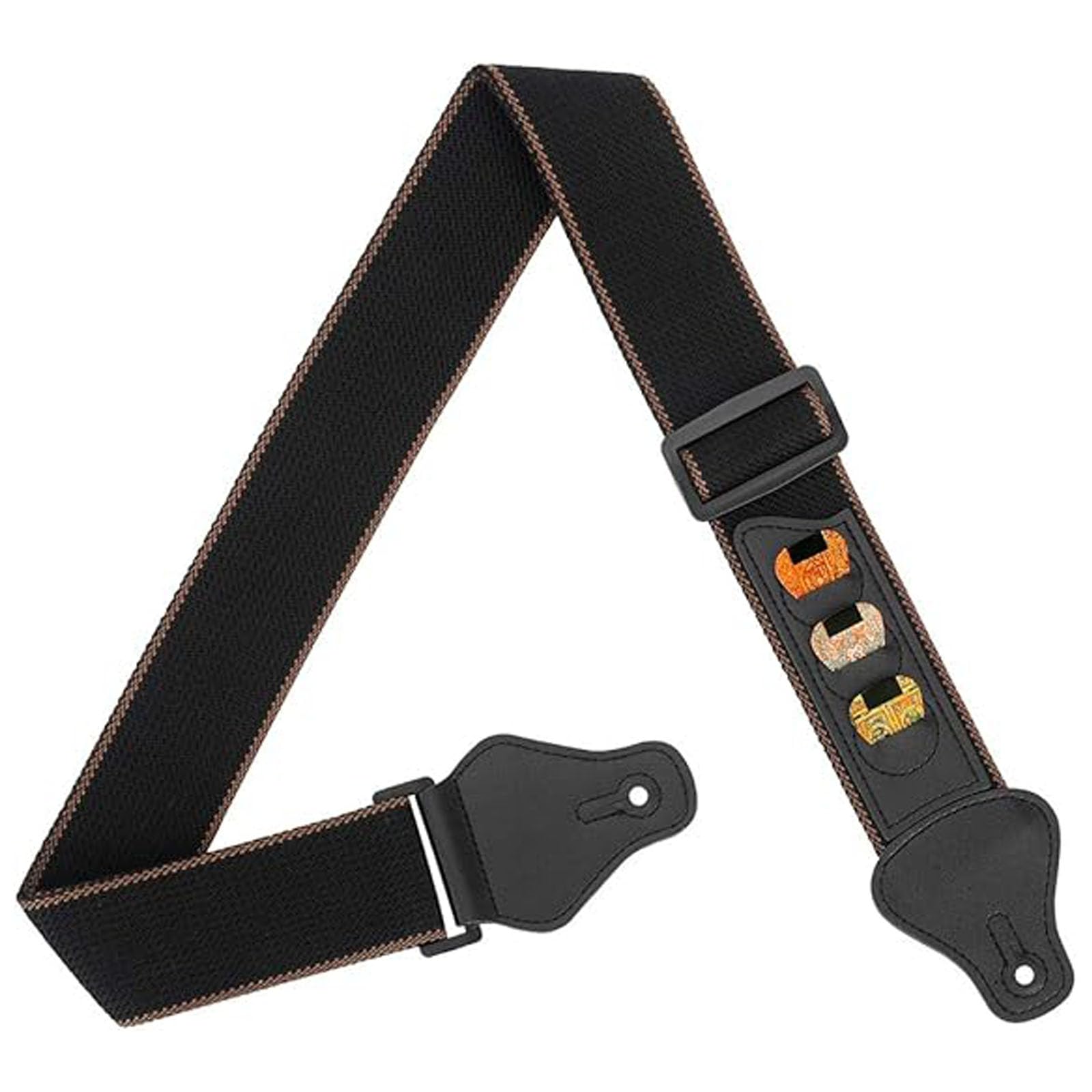 Guitar Strap with Guitar Pick Holder, Adjustable Guitar Belt for Stage Performance and Practice, Comfortable Black Strap for Electric and Acoustic Guitars-picture-11