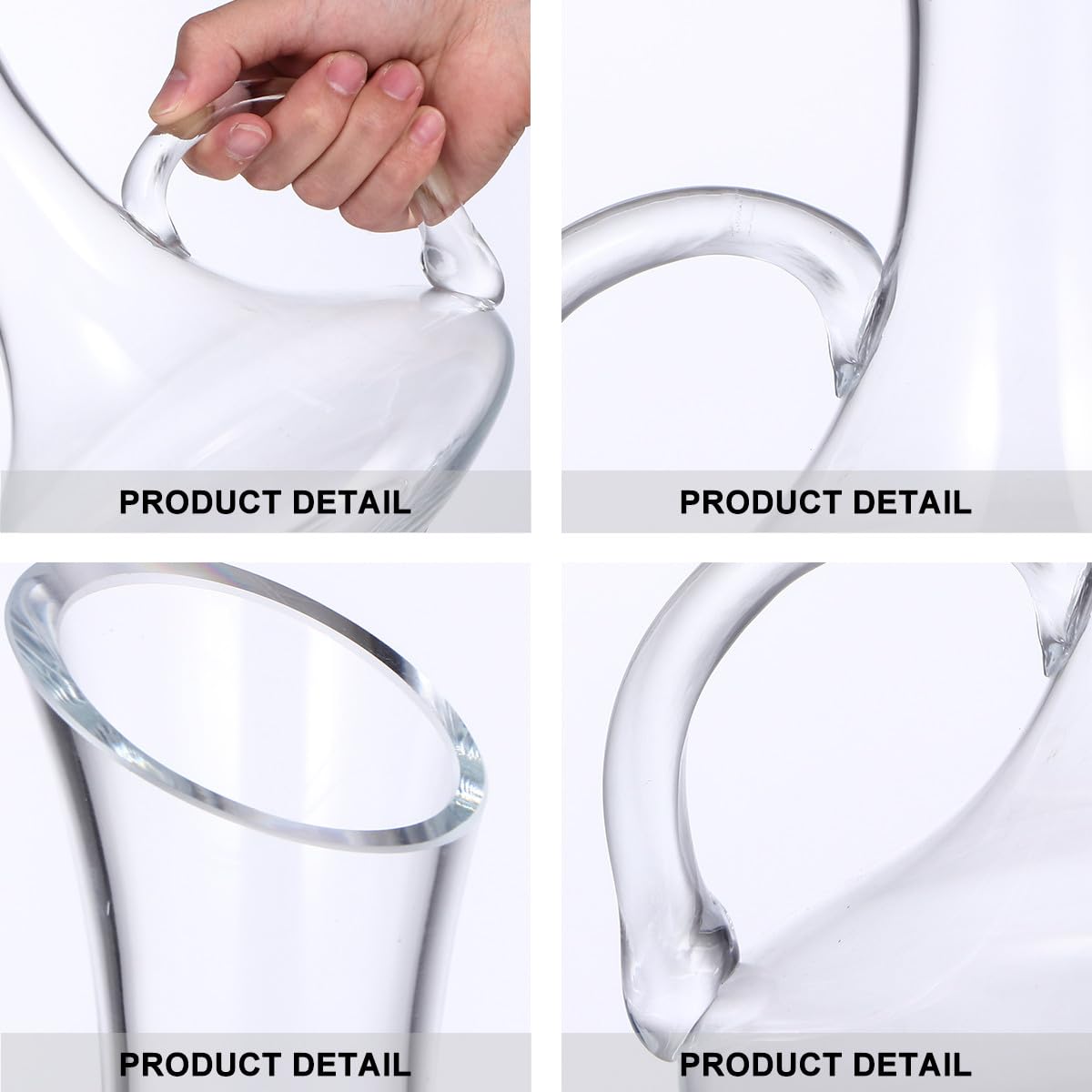 Decantador de Vino Tinto de Vidrio sin Plomo con Asa Boca Inclinada 1 Unidad Dispensador para Hogar y Fiestas Recipiente Transparente para Vino y Bebidas