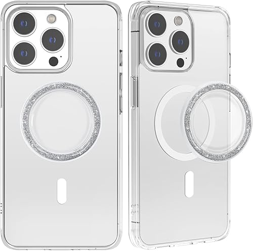 Miniatura 4 de metisinno Base magnética compatible con agarres de teléfono PopSocket y fundas MagSafe para iPhone, purpurina brillante