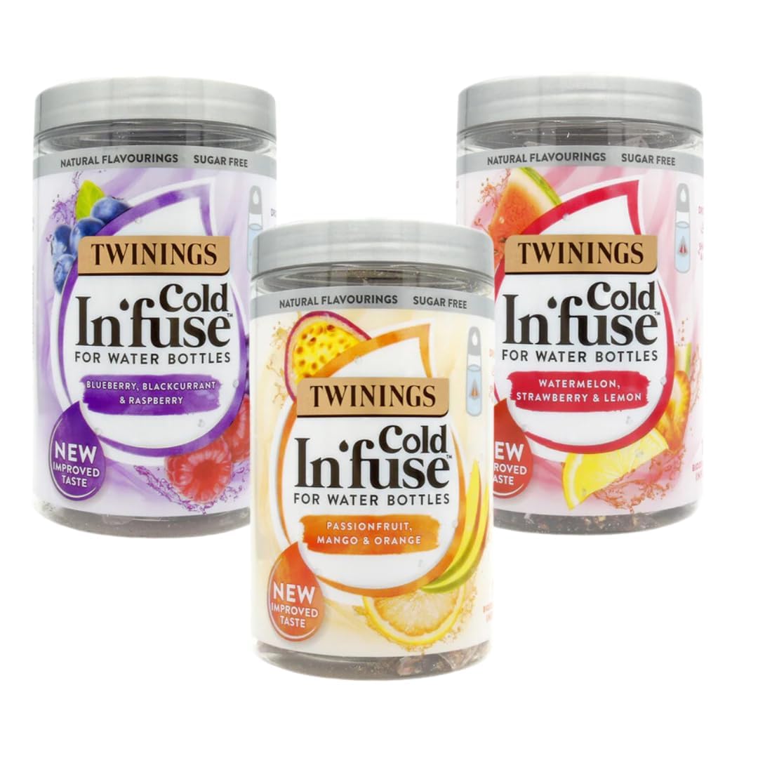 Cold Tea Variety Bundle Consisting of Cold Infuse 3 Flavours Blueberry Blackcurrant & Raspberry, Passionfruit Mango & Orange, Watermelon Strawberry & Lemon (3 Pack)