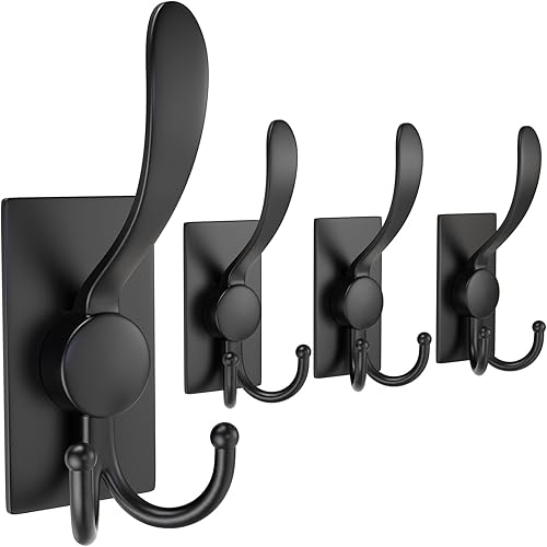 Miniatura 34 de PMMASTO Ganchos para toallas – Gancho de pared resistente para colgar – Ganchos de ducha (negro, forma de J, 6 unidades) Negro,Plata " J " forma 6