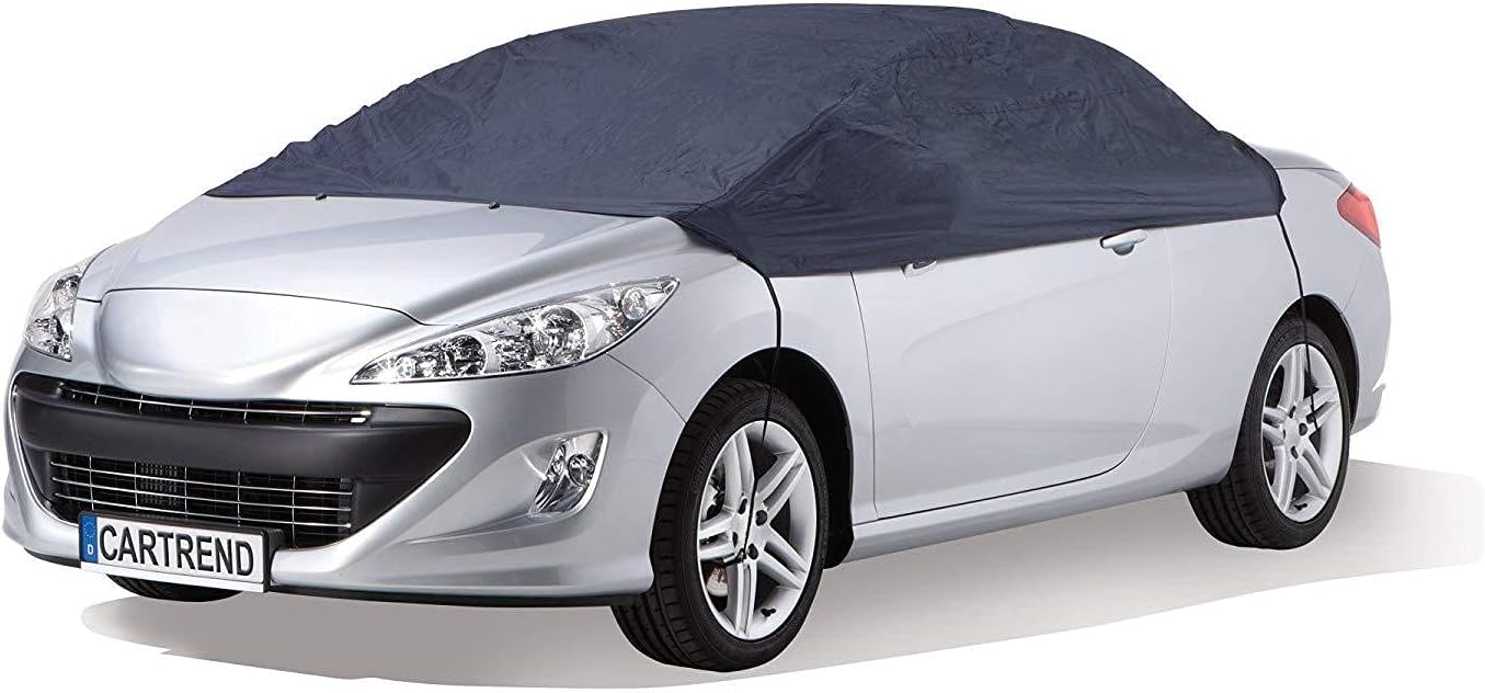 Cartrend 70339 Half car cover "New Generation", weatherproof, size M, polyester blue, for VW Golf and similar models