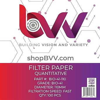 BVV Ashless Filter Papers - 110MM - Quantitative-Grade 41 - Fast - 20-25um