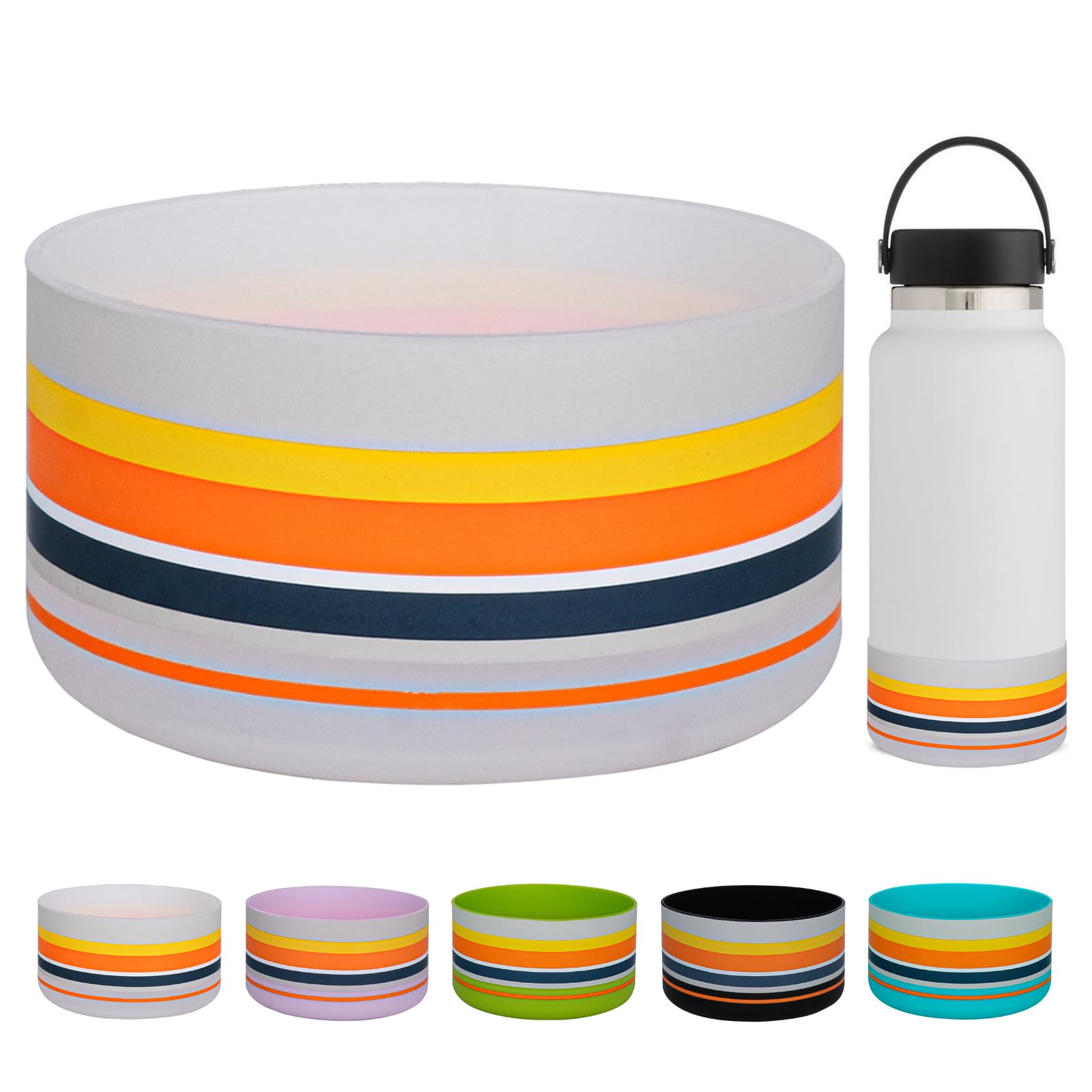 HEYSKAY Protective Flask Silicone Boot for Hydro Flask Water Bottle Bottom Cover Base, and Compatible with Stanley Tumbler, Yeti, Simple Modern, Iron