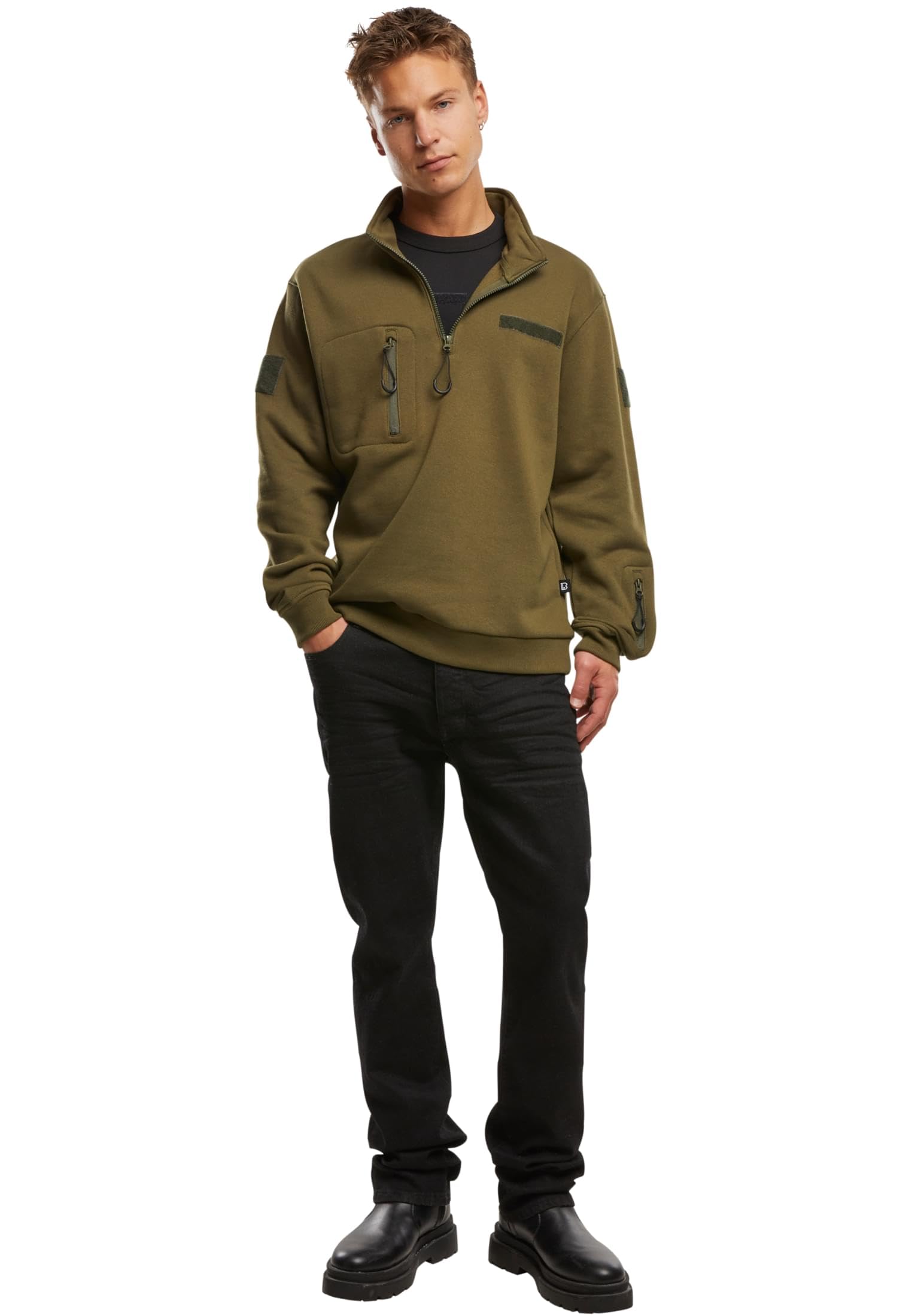 Brandit Męska bluza z kapturem Tactical Sweat Troyer, oliwkowy, 4XL