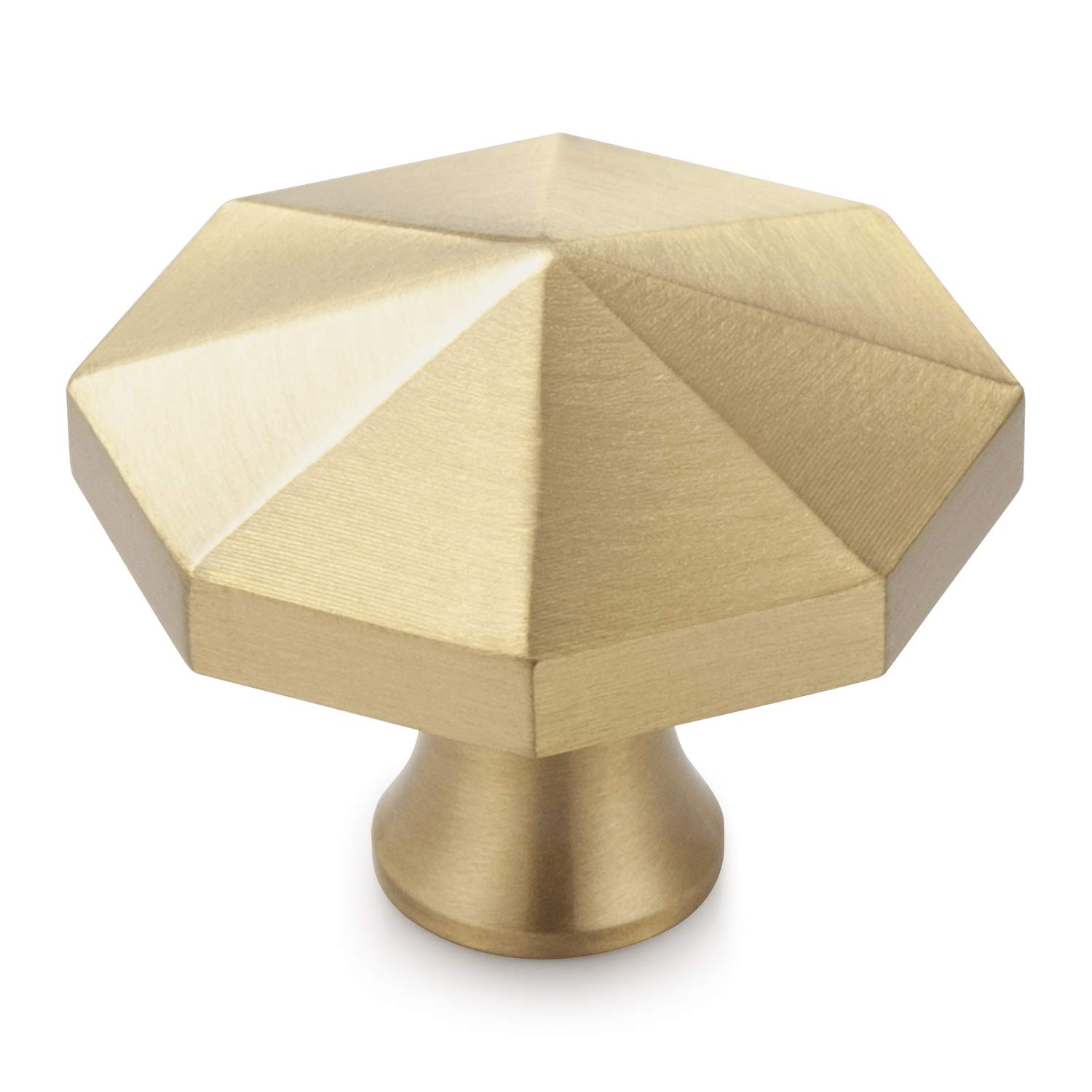 10 PCS 1.3" Gold Knobs, Gold Cabinet Knobs, Brass Cabinet Knobs, Knobs for Cabinets and Drawers, Solid Brass Knobs, Brushed Furniture Drawer Pulls for Kitchen Bathroom, Octagon Shaped