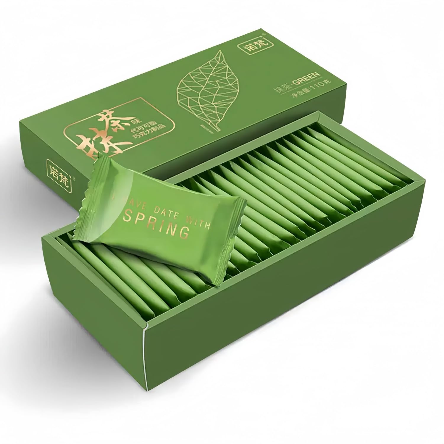WSYLS -Cioccolato al matcha (110/scatola*1scatola), snack cinesi al gusto di matcha, snack asiatici, adatti come regali, dessert natalizi o spuntini per il tè pomeridiano