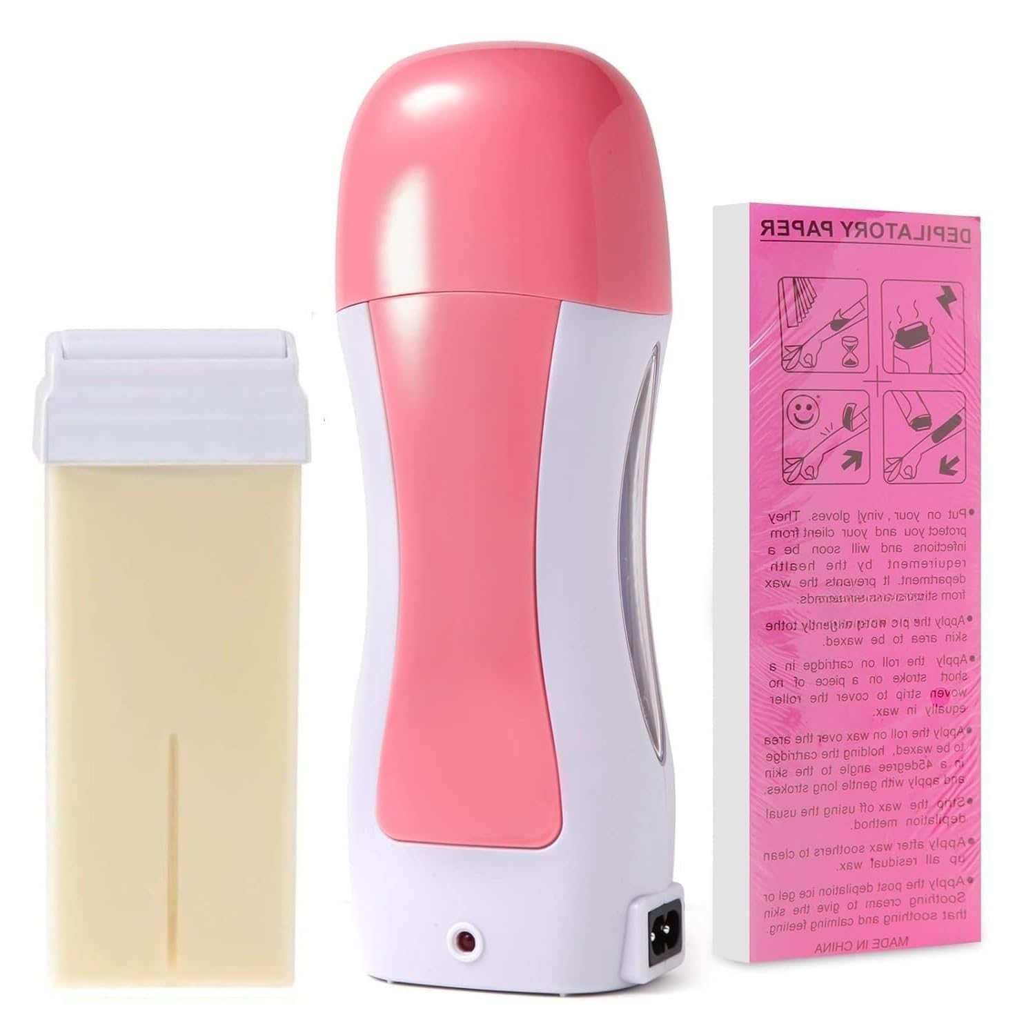 Kamz Beauty Roll-On Wax Heater Kit, Pink, Electric Roller Cartridge Warmer with Depilatory Paper, for Legs, Arms, Chest and Back-image-47