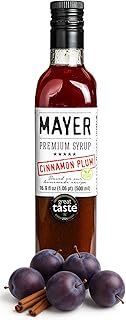 Mayer Premium Cinnamon Plum Syrup – Award-Winning, All-Natural, Vegan, Gluten-Free, Made with 100% Real Fruits, (16.9oz), Perfect Coffee Syrup & Cocktail Syrup, No Artificial Additives (1 Pack)