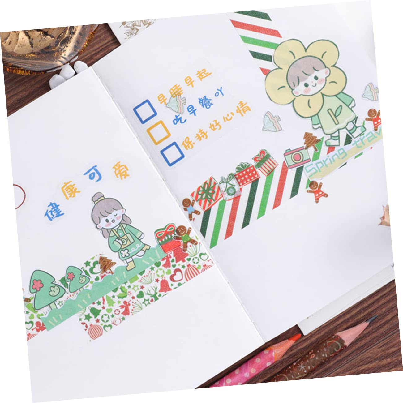 SEWACC 168rollos Cintas Washi Navideñas De Adhesivas Decorativas para Manualidades y Scrapbooking Diseño Temático De Navidad para Decorar Proyectos Creativos