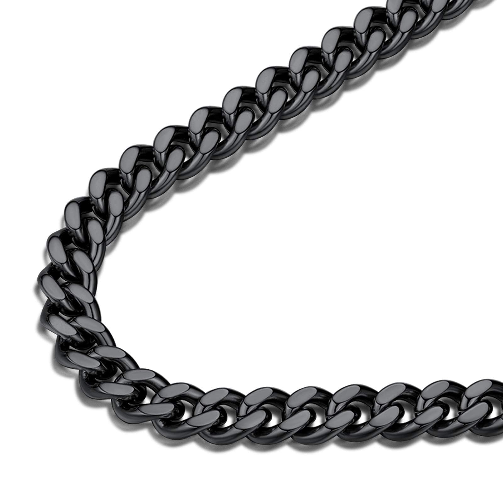 Men Curb Chain Necklace 18K Gold Plated/Stainless Steel/Black Chunky Double Tight Cuban Link Hip Hop Neck Chains for Men Boys 3.5MM/5MM/6MM/7MM/9MM/12MM 14''-30'' 8 Length Options (Send Gift Box)