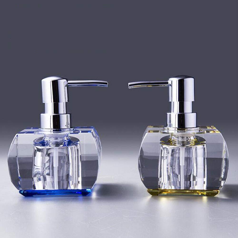 Dispenser di sapone in cristallo, bottiglia in vetro per lozioni da bagno o cucina, contenitore decorativo per shampoo e decorazione della casa, elegante accessorio da bancone