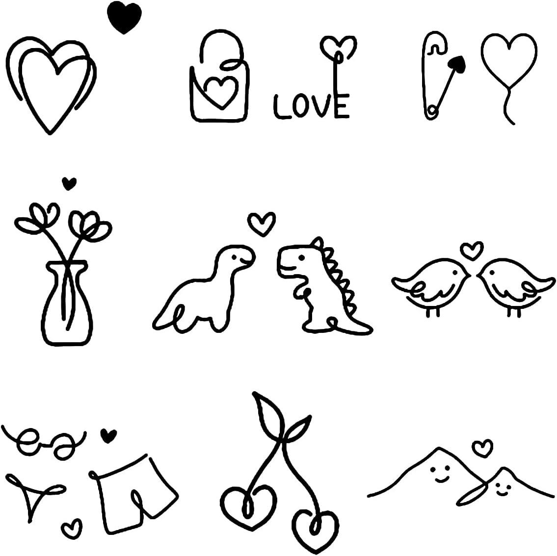 Tattoo Tech, 16 Design/1 Sheet Small Semi Permanent Tattoo, Temporary Tattoos, Last 1-2 Weeks, Waterproof, Realistic Look, No Adhesive, No Reflection (2ﾗ3inch Loving Heart)