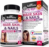 Hair Skin and Nails Vitamin with Biotin 5000. Promotes Hair Growth Glowing Skin Strong Nails. Natural & Vegetarian. Good as Phytoceramides 350 mg Anti-aging Skin Care. Made In USA Money Back Guarantee