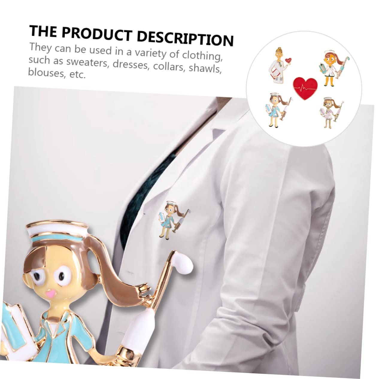 LIFKOME Spilla Medico Infermiera Spilla Distintivo Da Donna Spilla Da Bavero Spilla Da Bucato Versatile Senti Battere La Spilla Del Medico Spilla Smaltata Per Giacche Lega