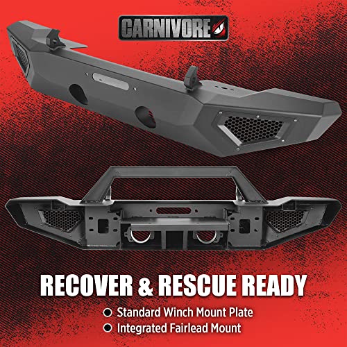 Image of Carnivore Front Bumper - Full Width, Fits Jeep Wrangler JK, JL & Gladiator JT 2007-2023 - Precision Cut Steel, Winch Mount Plate
