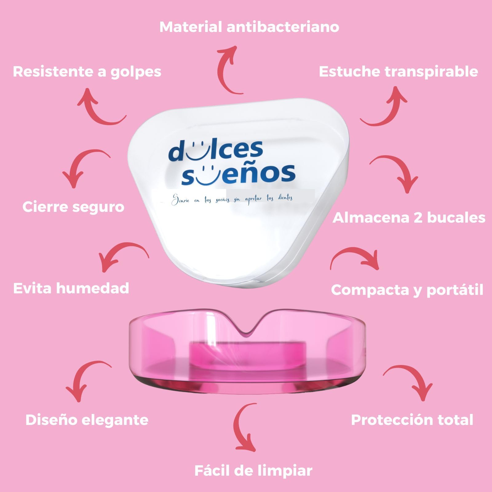 KULTIMA Férula Descarga Bruxismo Nocturna 2 Bucales Dentales Moldeables No BPA (ROSA, L)