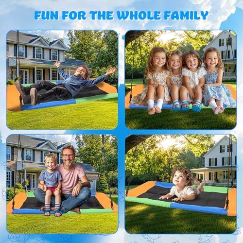 Image of 60 inch Giant 800lbs Rectangular Tree Swing for Kids and Adults,Large Outdoor Tree Swing Waterproof with 2 Hanging Straps
