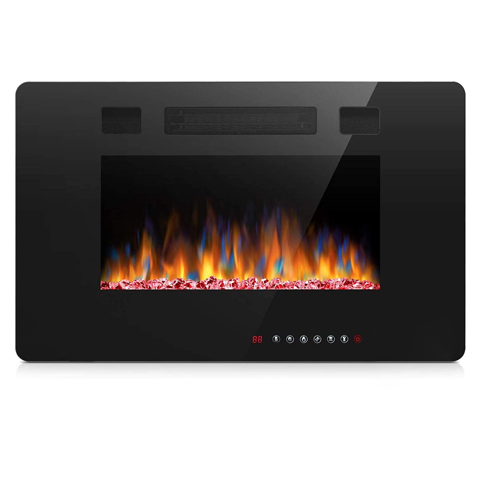 Amazon.com: Joy Pebble 30 inch Electric Fireplace Inserts, in-Wall Recessed  and Wall Mounted 750/1500W Fireplace Heater, Touch Screen, Remote Control  with Timer, Adjustable Flame Color and Speed : Home u0026 Kitchen