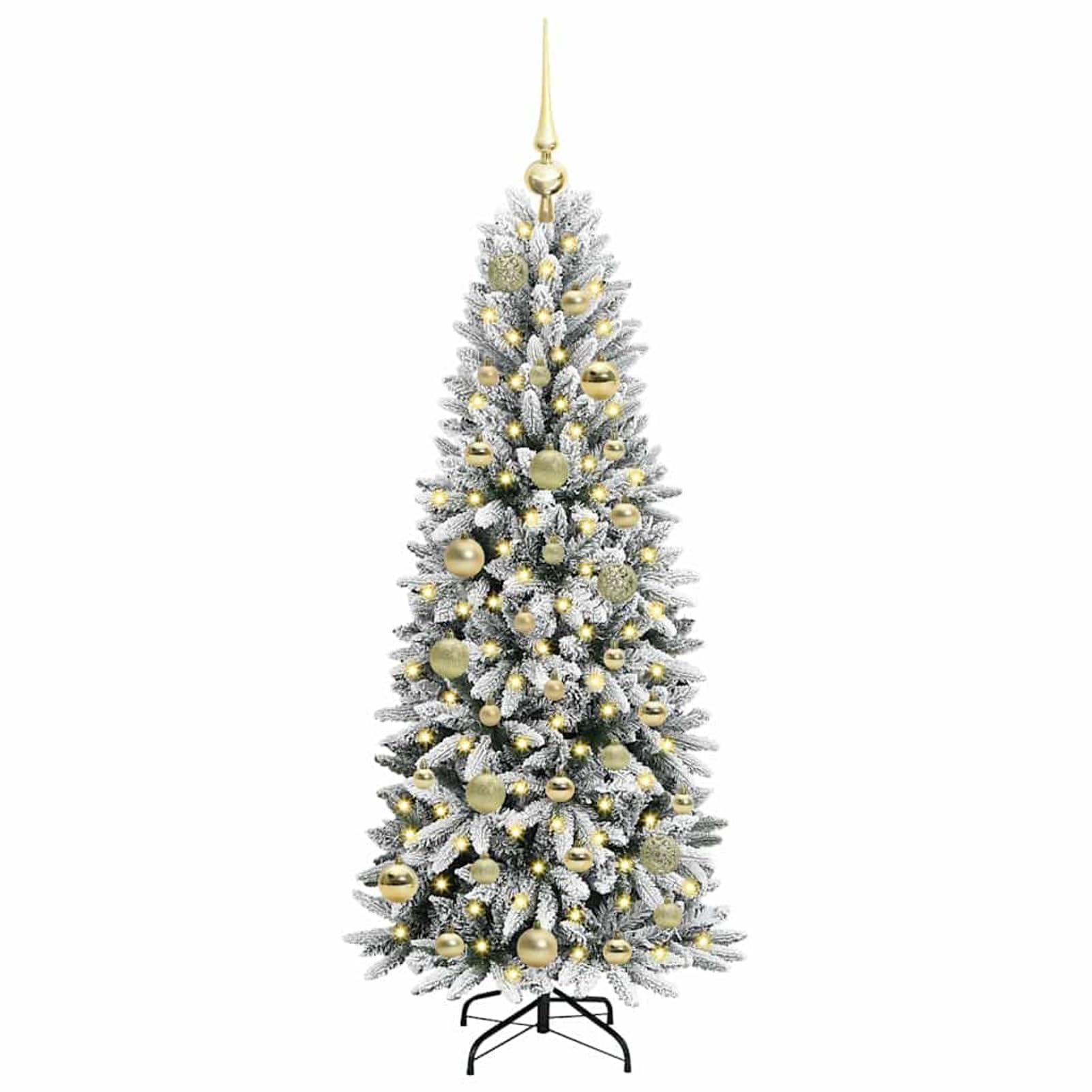 Gecheer Albero di Natale artificiale bianco, design funzionale con luci LED, 53 x 53 x 120 cm, PVC alta qualità, sempreverde, per decorazioni festive e atmosfera accogliente