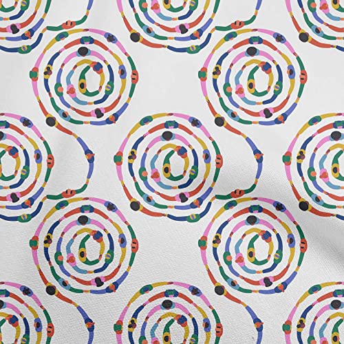 oneOone Cotton Flex Light Pink Fabric Abstract Circle Sewing Fabric By The Yard Printed DIY Clothing Sewing Supplies 40 Inch Wide