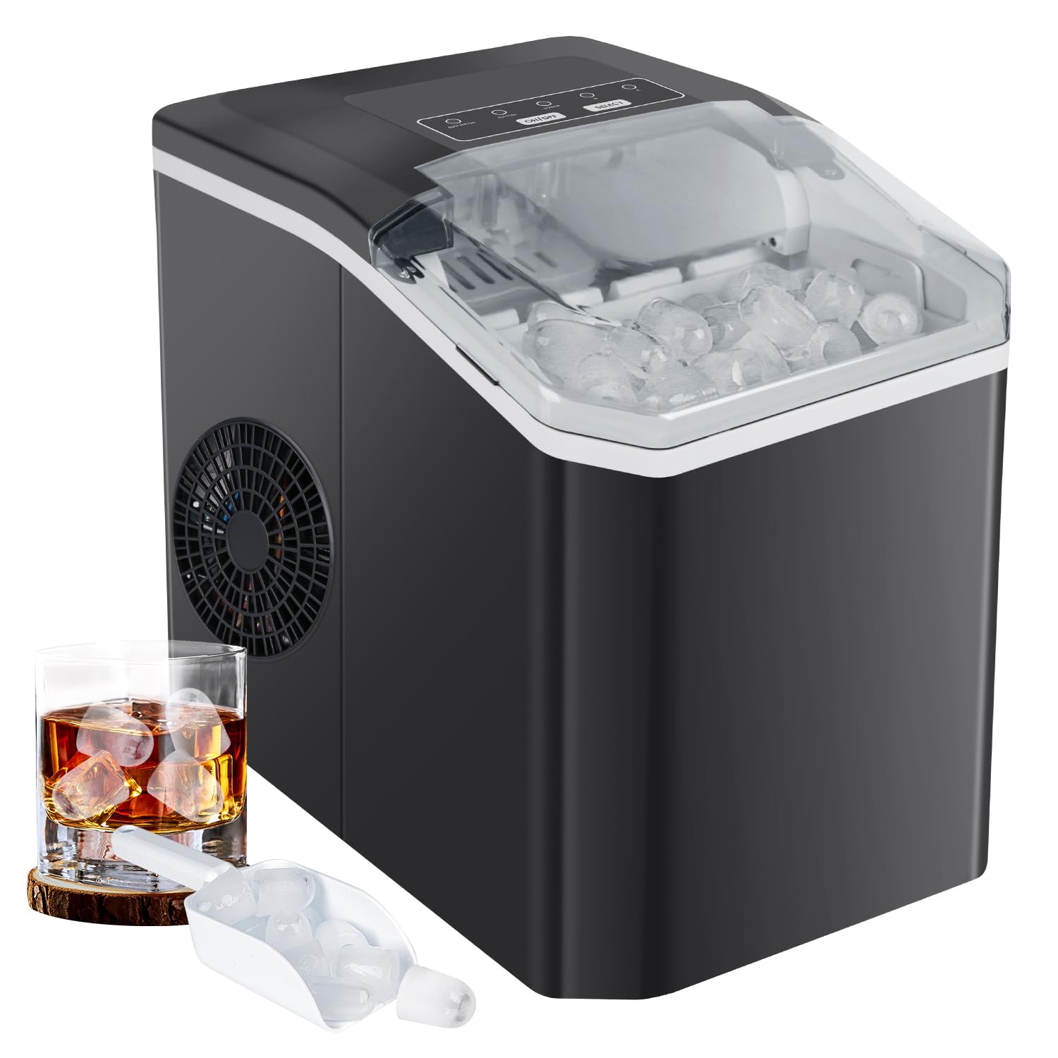 Macchina per cubetti di ghiaccio compatta da 120 W, piccola, 9 cubetti di ghiaccio in 6 minuti, 12 kg/24 h, con sensore a infrarossi e autopulente, macchina per cubetti di ghiaccio per cucina, ufficio