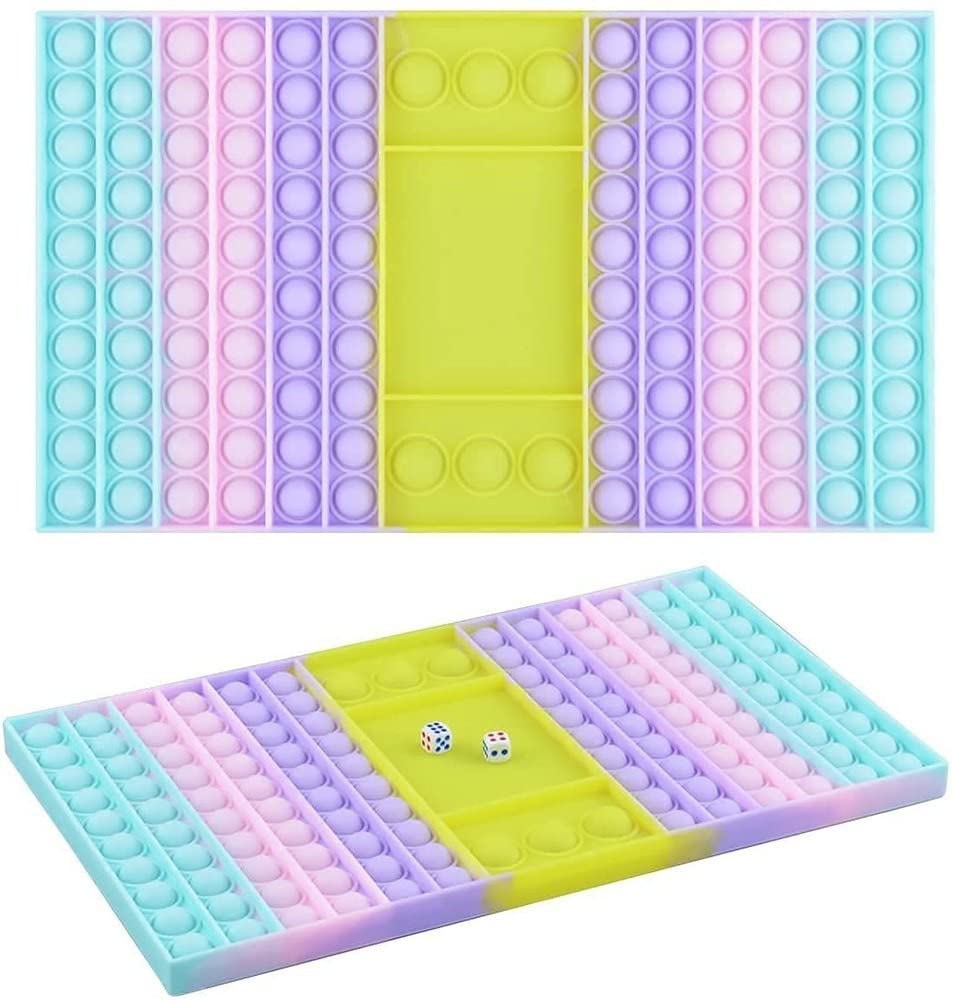 Big Pop Game Fidget Toy, Rainbow Chess Board Push Bubble Popper Fidget Sensory Toys for Parent-Child Time, Interactive Jumbo Stress Relief Figetget Toy to Play with Friends - (Multicolor)