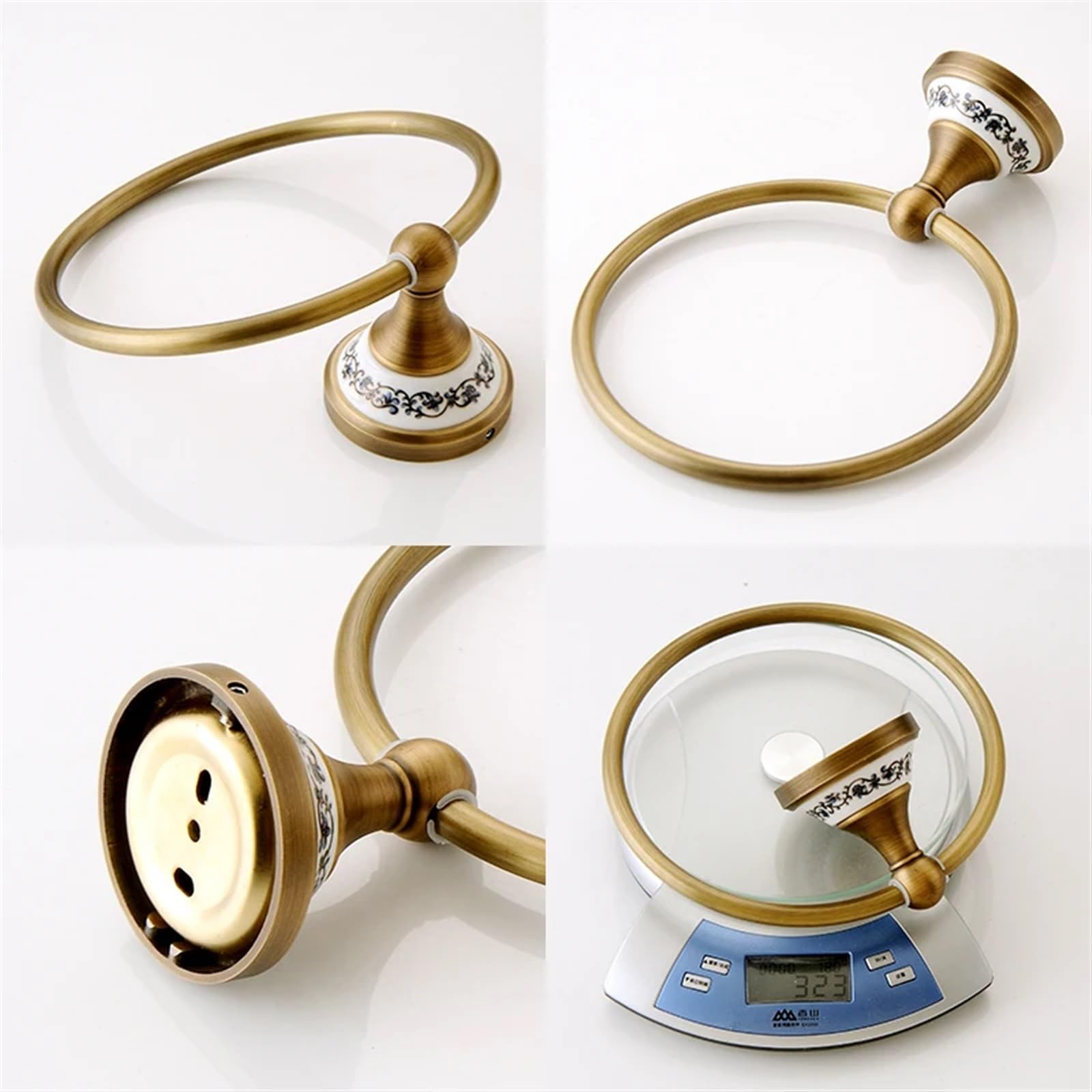 Toallero de Mano con Anilla, Toallero de aro Minimalista con Base Redonda, Accesorio for Colgar en la Pared.(Style1)