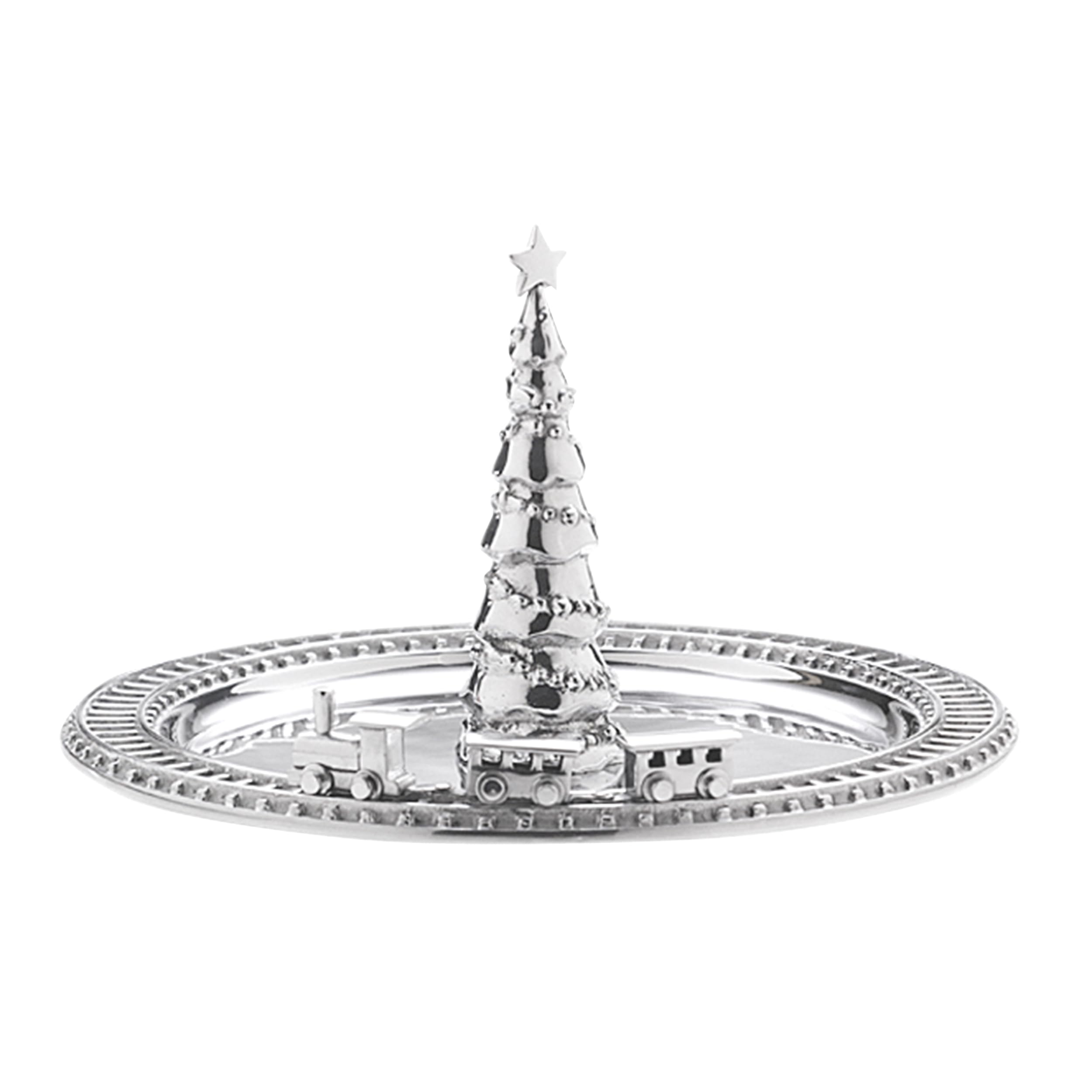 MARIPOSA CHRISTMAS TREE & TRAIN SERVER | SILVER | BRILLANTE | TABLEWARE | SERVERS | RECYCLED SANDCAST ALUMINUM | HANDMADE IN MEXICO