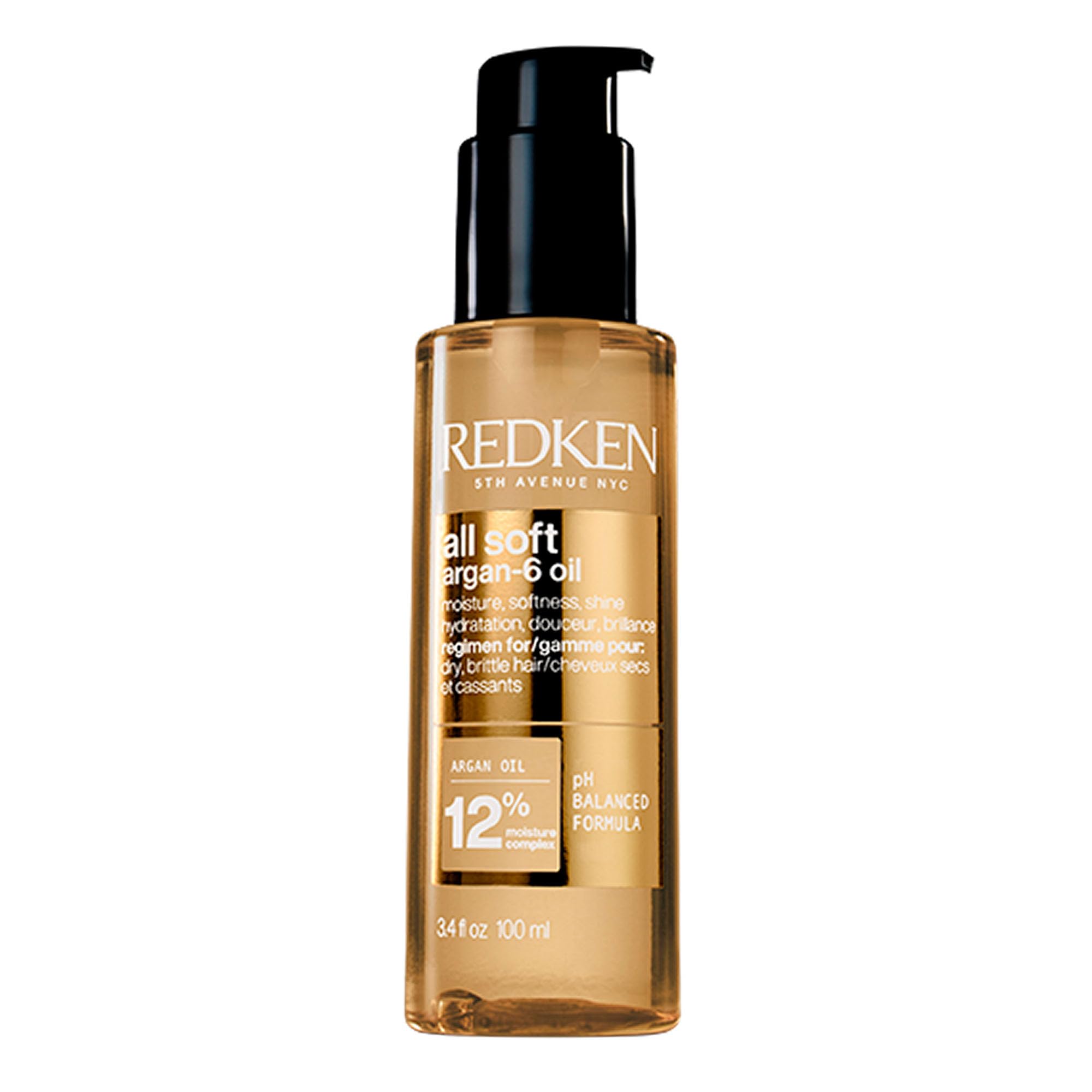 Redken Haaröl mit Tiefenpflege für trockenes und brüchiges Haar, Belebt und hydratisiert, Mit Omega-6 und Argan-Öl, All Soft Argan-6 Öl, 1 x 100 ml