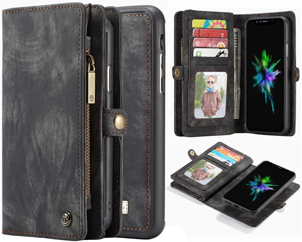iPhone Xs Max Wallet Case Detachable Magnetic PU Leather Purse Hynice Slim flip Shell with Card Slots Credit Holder Removable Shockproof Cover for Apple iPhone Xs Max 6.5(Black, iPhone Xs Max)