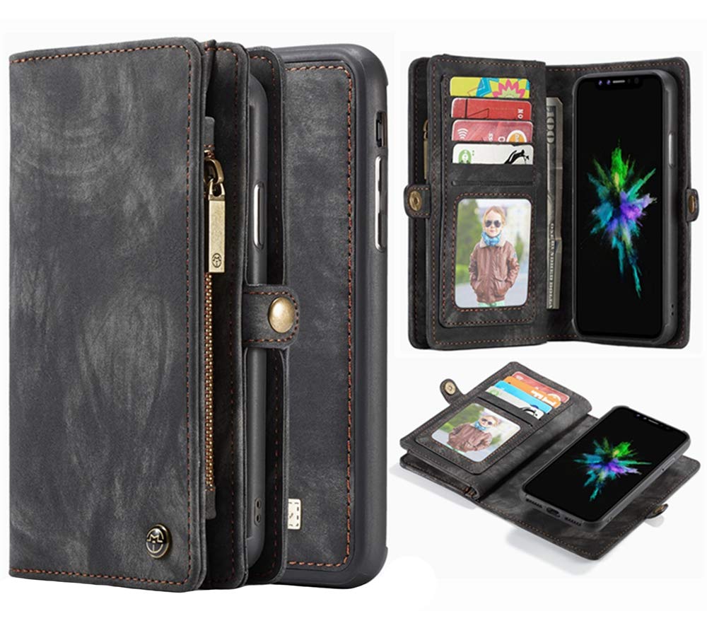 iPhone Xs Max Wallet Case Detachable Magnetic PU Leather Purse Hynice Slim flip Shell with Card Slots Credit Holder Removable Shockproof Cover for Apple iPhone Xs Max 6.5(Black, iPhone Xs Max)