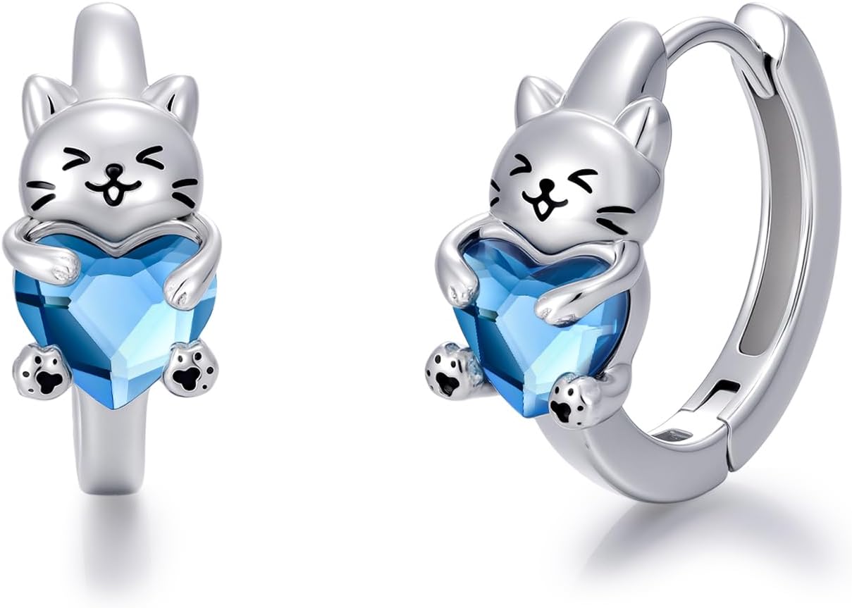 Animal Hoop Earrings for Women 925 Sterling Silver Panda/Koala/Dog/Cat Animal Huggie Earrings Gifts for Women