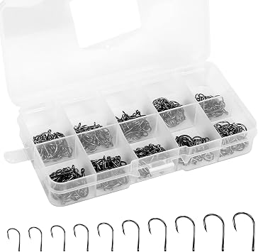 VIPMOON Fishing Hooks Set, High Carbon Steel Jig Bait Fish Hooks, Bulk Fishing Hooks Strong Sharp Small Fish Hooks for Freshwater Seawater