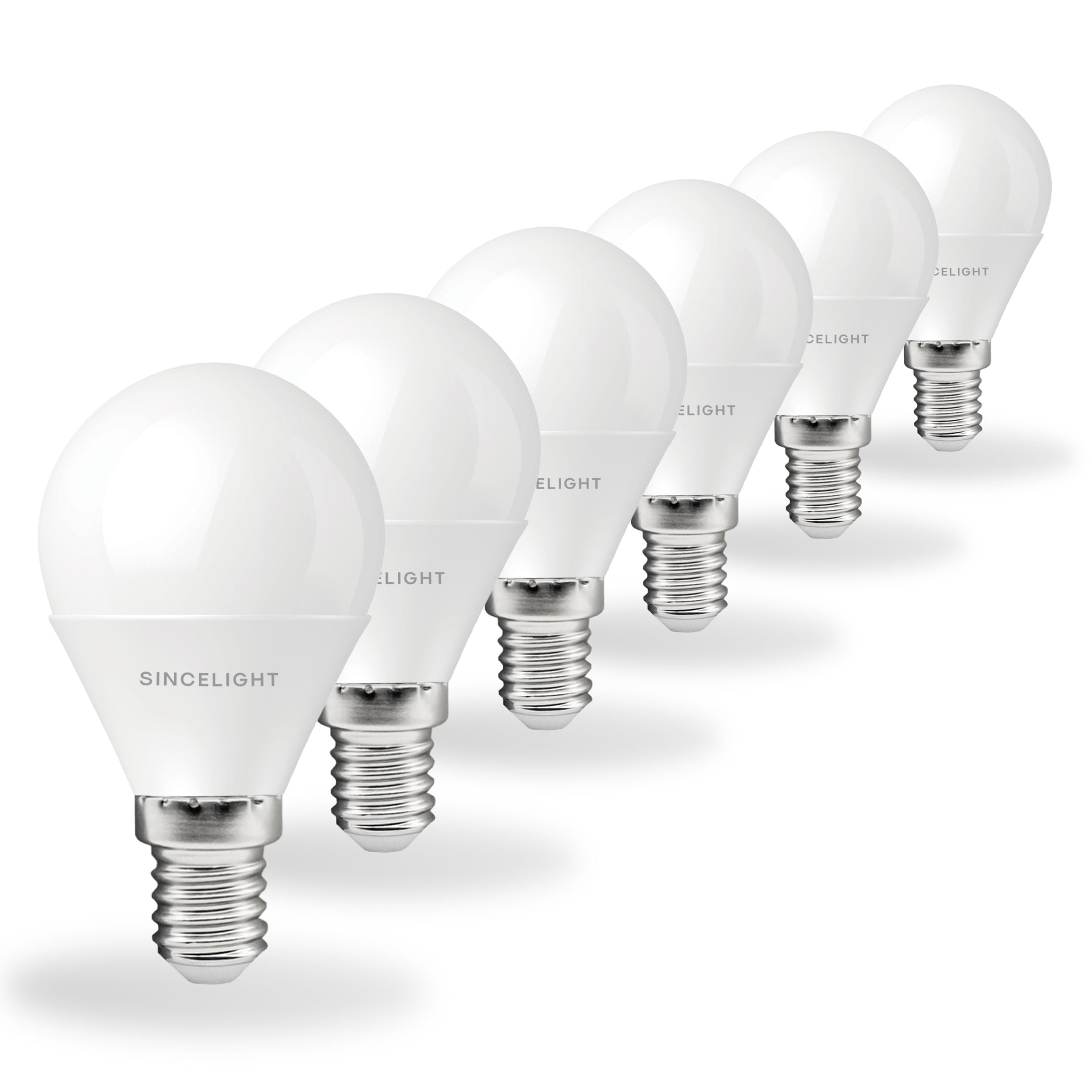 SINCELIGHT LED Glühbirnein (P45-Lampe) mit E14-Sockel, 2 Watt, Warmweiß(2700K), 150 Lumen, entspricht 15W, SES kleine Edison-Schraube, 6 Stück