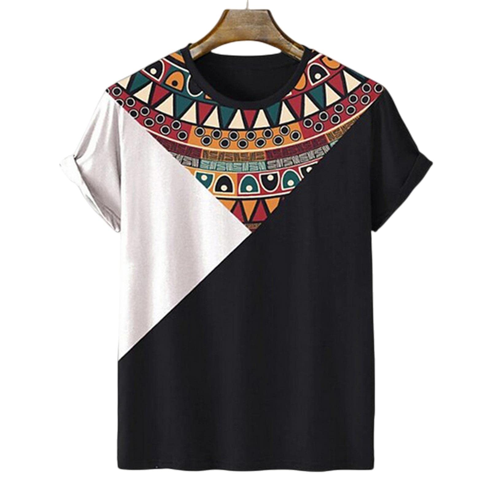 MOGSA T-shirty letnie męskie koszulki nadruk z krótkim rękawem na co dzień oversize sweter okrągły dekolt grafika luźna koszulka-11,2XL