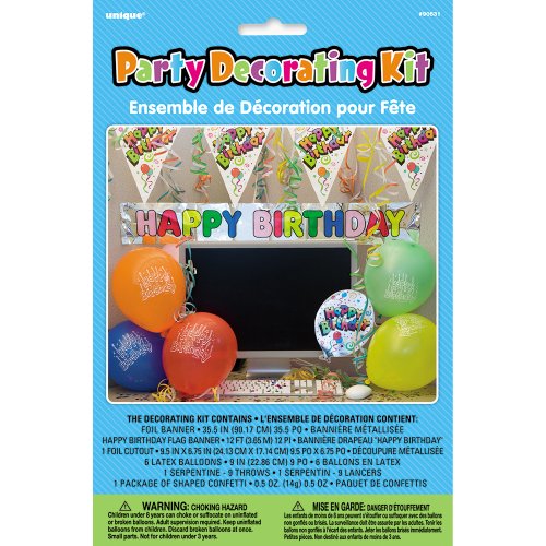 Multicolor Office Table Birthday Decorating Kit - 1 Set (Balloons and Banner) - Perfect for Office Birthday Celebrations