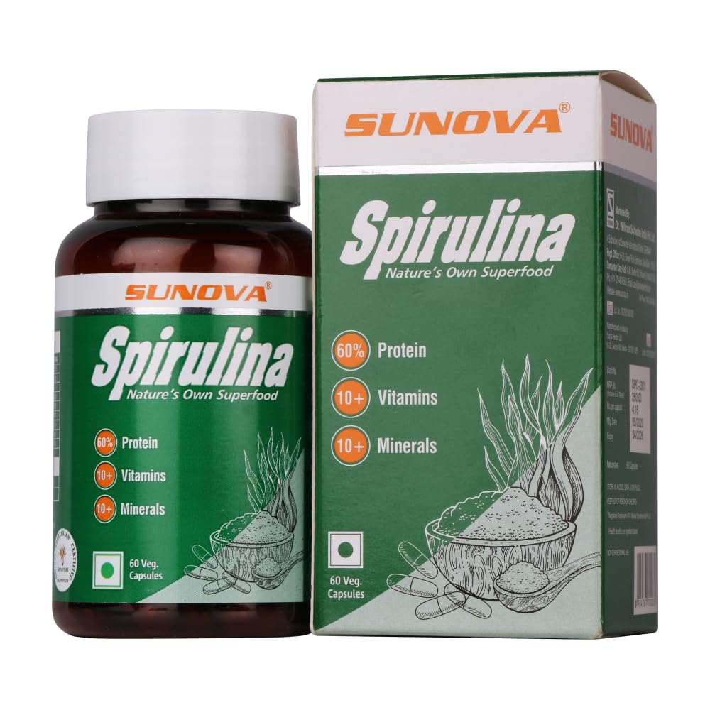 SUNOVA Spirulina Capsules Nature’s Own Superfood and Nutritional Supplement,Spirulina for Full