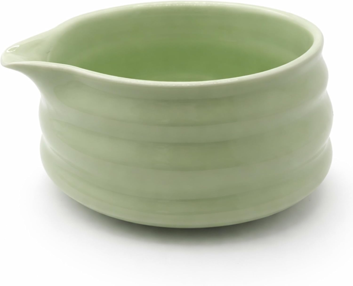 BlendWell Ceramic Matcha Bowl with Spout, Green Chawan Mixing Bowl for Whisking and Pouring Matcha Tea, Dishwasher Safe