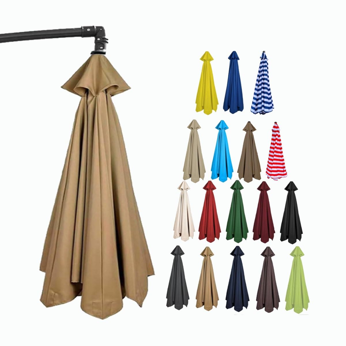 2.0m 2.30m 2.70m 3.0m Parasol Replacement Canopy Cover 6 Ribs 8 Ribs Replacement Parasol Fabric Cover UV30+ Waterproof Garden Beach Parasol Replace Top (Color : Brown, Size : 2.30m/7.5FT-8Ribs)
