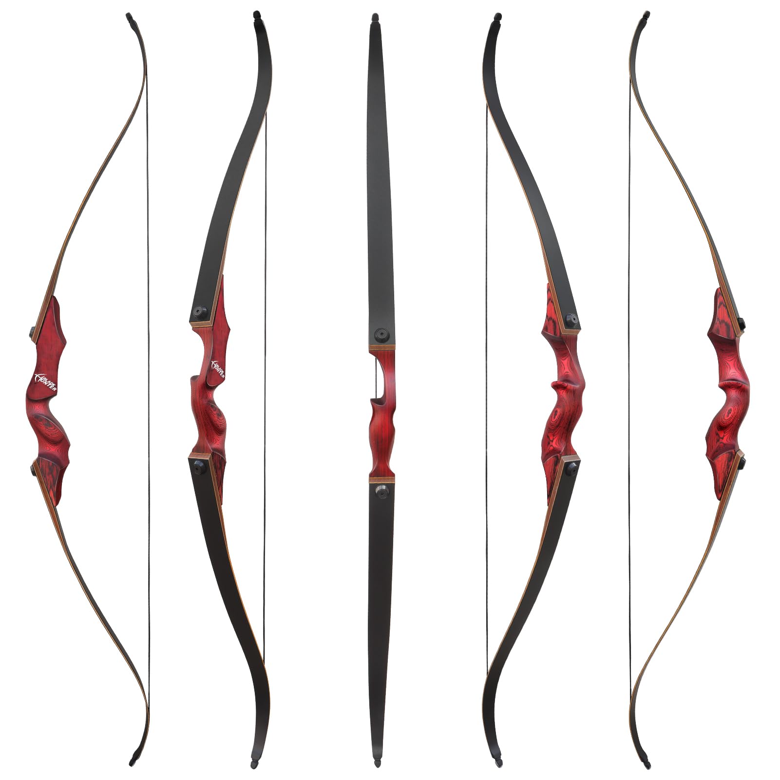 AMEYXGS 60 Bogenschießen Takedown Recurve Bogen und Pfeil Set Holz Riser 25-60lbs Jagdbogen Traditioneller Langbogen Outdoor Jagd Erwachsener Bogen Linkshänder (Bogen, 25lbs