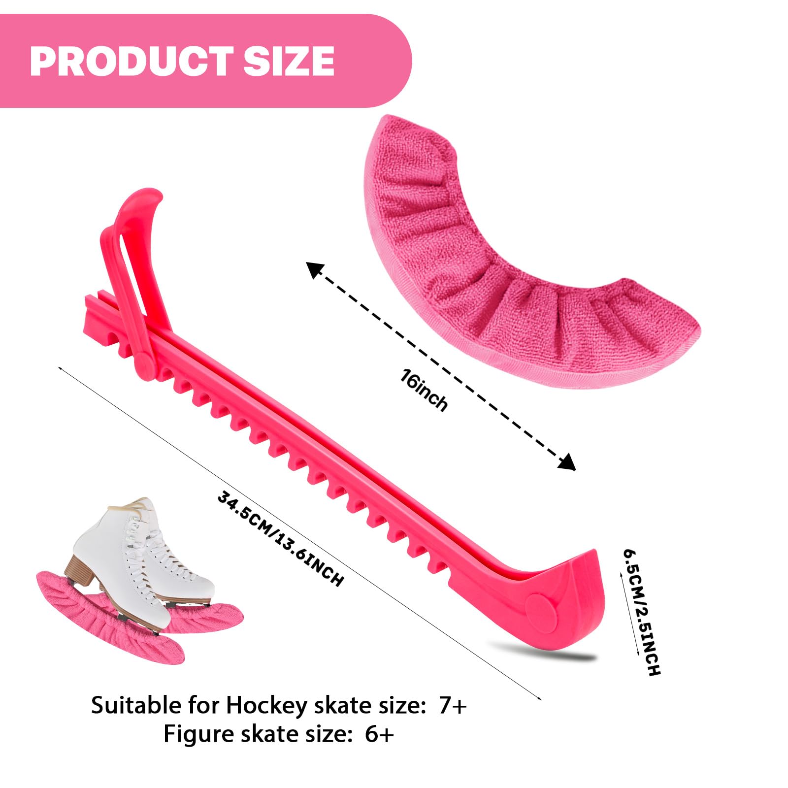 HMDZMR Ice Skate Guards Hockey Skate Guards Ice Skate Blade Covers Ice Skating Accessories for Youth Adults (Red, Large)